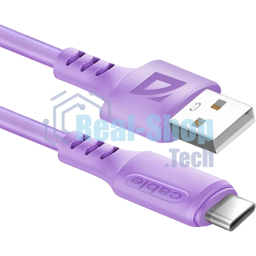 Кабель Defender F207, USB 2.0 (AM) - Type-C, 1 м, 2.4А, силиконовая оплетка, фиолетовый.