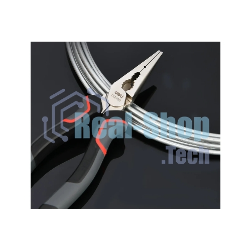 Удлиненные плоскогубцы Deli DL0103 160 мм, Cr-V, эксцентриковый шарнир, антикоррозийное покрытие, трехкомпонентная прорезиненная рукоять