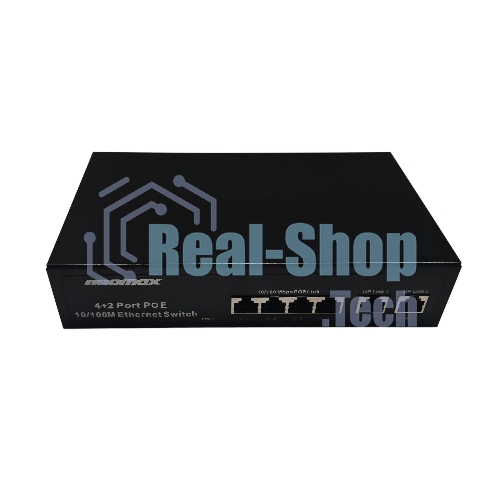 Коммутатор неуправляемый NEOMAX NMS-106PoE-100-S, 6 портов 100 Mbps, 4xPoE, металл
