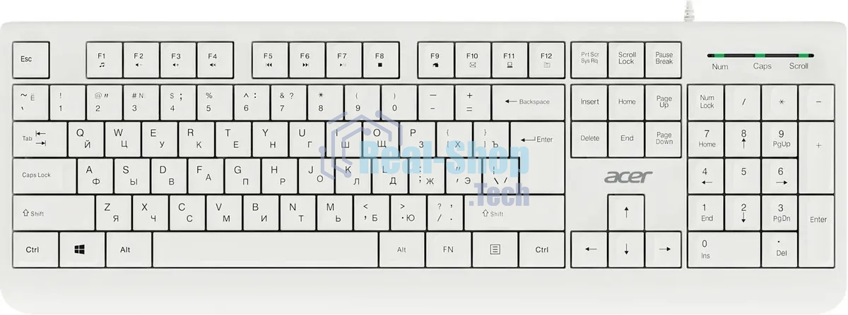 Комплект клавиатура+мышь Acer OCC400 проводной, USB, 2000 DPI, белый