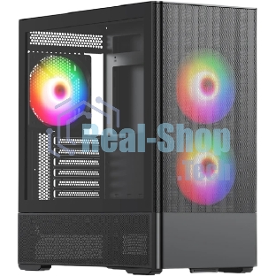 Компьютерный корпус без блока питания Case HSPD M712, Mesh Mid Tower, Black, TG, 0.6 SPCC, no fans, E-ATX, ATX, mATX, mITX, 175/410/160мм, 2x2.5