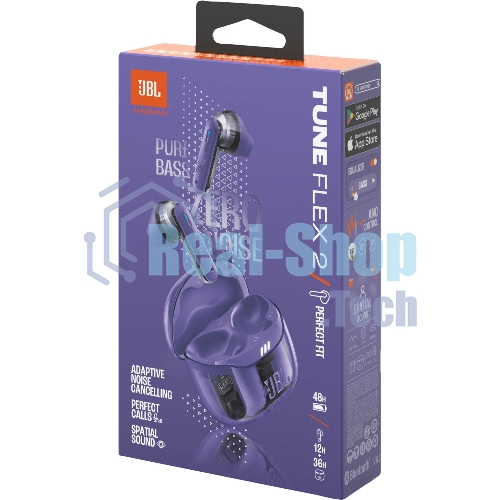 Наушники TWS JBL Tune Flex 2 призрачно-фиолетовый, вкладыши/внутриканальные (трансформер), Bluetooth, адаптивное шумоподавление
