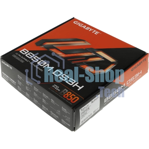 Материнская плата Gigabyte B850M DS3H, AM5, AMD B850, 4xDDR5, 4xSATA, 2xM.2, 1xPCIe 5.0 x16, 1xPCIe 3.0 x4, 1xHDMI, 2xDP, 1x 2.5Gb LAN, 3xUSB-A 3.2 Gen 1, 1xUSB-A 3.2 Gen 2, 4xUSB-A 2.0, 1xUSB-C 3.2 Gen 2, 3x3.5 мм, 7.1, mATX
