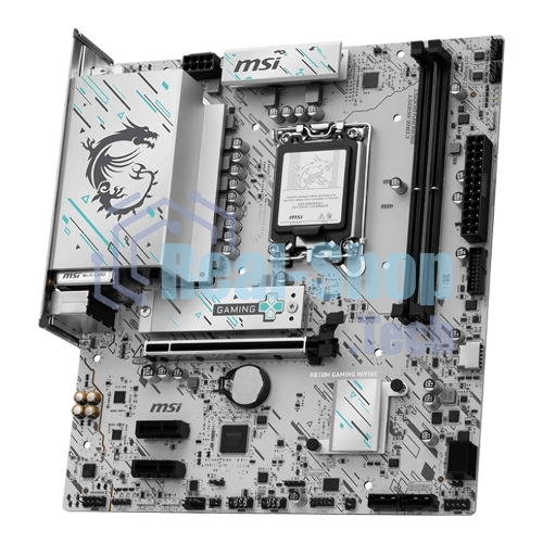 Материнская плата MSI H810M GAMING WIFI6E, LGA1851, Intel H810, 2xDDR5, 4xSATA, 1xM.2, 1xPCIe 5.0 x16, 2xPCIe 3.0 x1, 1xDP, 1xHDMI, 1x5Gb LAN, Wi-Fi 6E, Bluetooth 5.3, 1xUSB-C 20Gbps, 2xUSB-A 5Gbps, 4xUSB-A 2.0, 3x3.5 мм, 7.1, mATX