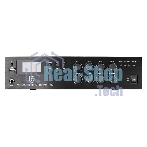 Микшер-усилитель Intrend ITMXAMP-120MT MP3, FM тюнер, USB, Bluetooth, 2хMic/3хLine входы, 1хLine выход,120 Вт, 4/8Ом/100V, IR-пульт в комплекте
