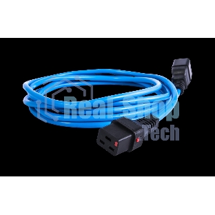 Шнур питания с фиксатором REM IEC 60320 C19/IEC 60320 C20, 16 А/250 В (3 x 1,5), длина 1,8 м, синий R-16-Cord-C19-C20-1.8-Blue