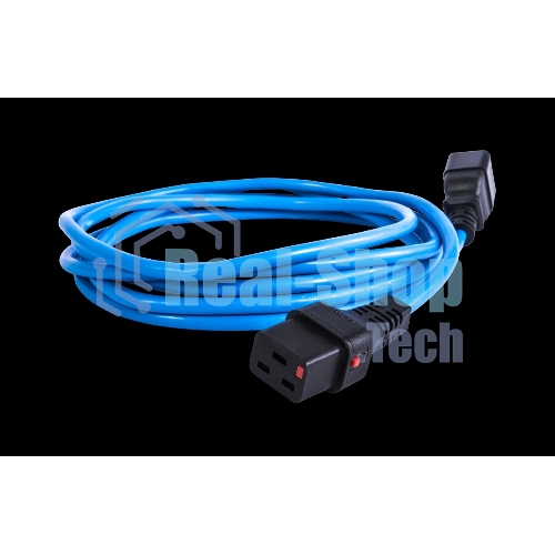 Шнур питания с фиксатором REM IEC 60320 C19/IEC 60320 C20, 16 А/250 В (3 x 1,5), длина 1,8 м, синий R-16-Cord-C19-C20-1.8-Blue