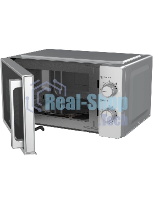 Микроволновая печь OASIS MW-70RS серебристый, 20 л, 700 Вт, переключатели — поворотный механизм