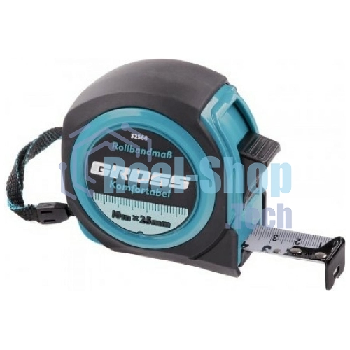 Рулетка Gross 32564 Komfortabel, 10 м х 25 мм обрезиненный корпус