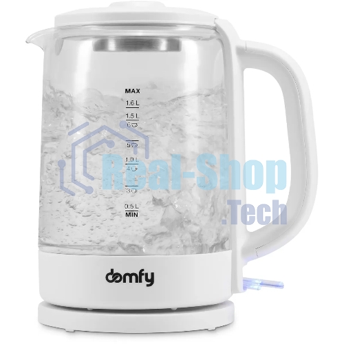 Чайник электрический Domfy DSW-EK304 1.7л. 2200Вт белый (корпус: стекло)