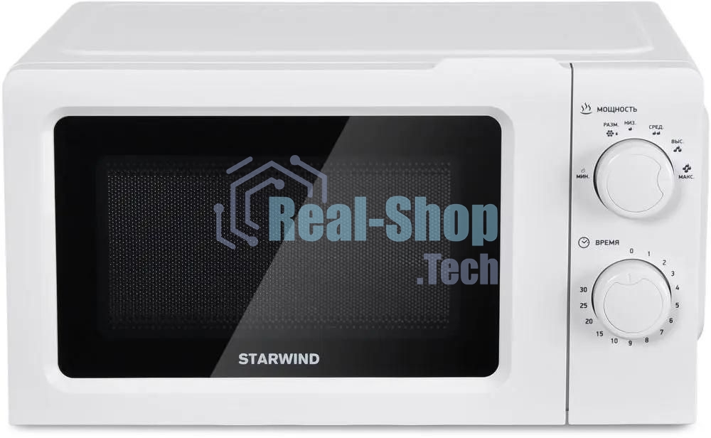 Микроволновая печь Starwind SMW3020 белый, 20 л, 700 Вт, переключатели - поворотный механизм