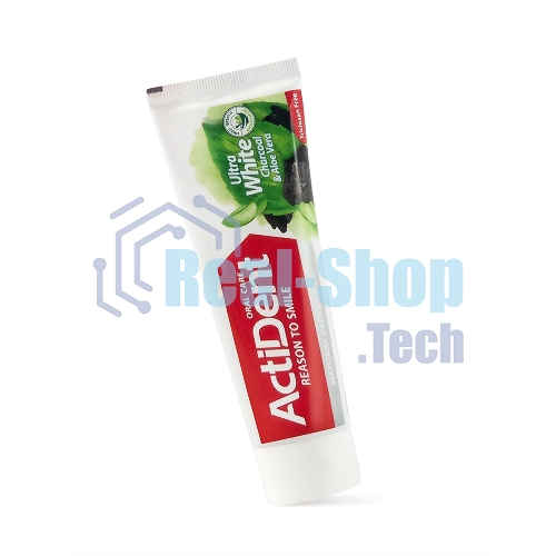 Зубная паста Active ACTIDENT отбеливающая Уголь и Алоэ вера Ultra White, без парабенов 100 г (512901006)