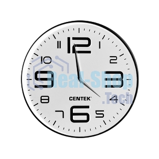 Часы настенные Centek СТ-7101 White 30 см диам., круг, объемные цифры, плавный ход
