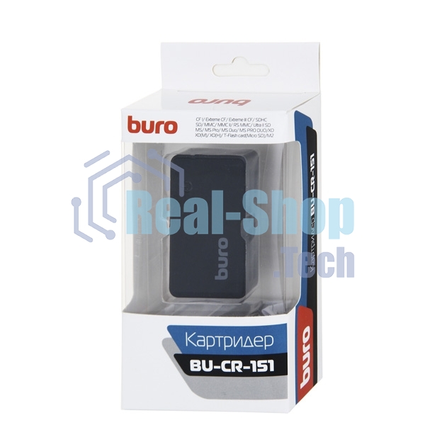 Кард-ридер USB 2.0 Buro BU-CR-151 черный
