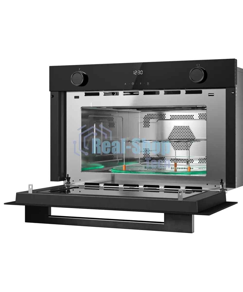 Встраиваемая микроволновая печь Kuppersberg HMW 611 BB, High-Tech, 34 л, поворотное/сенсорное управление, мощность 900 Вт, 5 уровней мощности, 10 автоматических программ, размораживание, гриль, конвекция, поворотный стол, черный