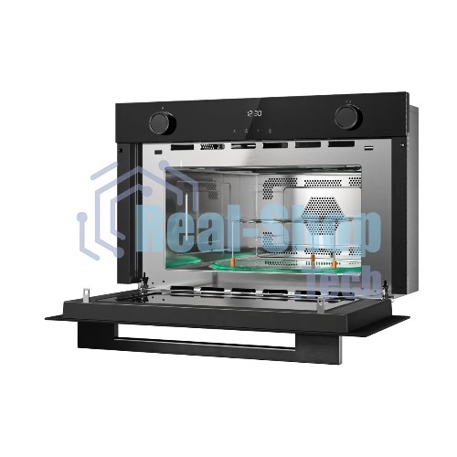 Встраиваемая микроволновая печь Kuppersberg HMW 611 BB, High-Tech, 34 л, поворотное/сенсорное управление, мощность 900 Вт, 5 уровней мощности, 10 автоматических программ, размораживание, гриль, конвекция, поворотный стол, черный