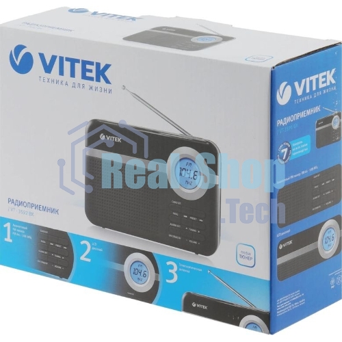 Радиоприемник Vitek VT-3592 (BK) Тип батареек UM-2/С. Выходная мощность 1 вт.