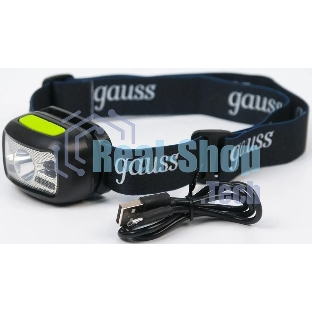 Фонарь налобный Gauss GFL402 3W 220lm Li-ion 1200mА·ч LED