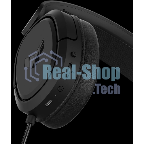 Гарнитура ASUS TUF Gaming H1 Wireless чёрный, беспроводная + проводная, USB/USB-C, до 15 ч, виртуальный 7.1, шумоподавление микрофона