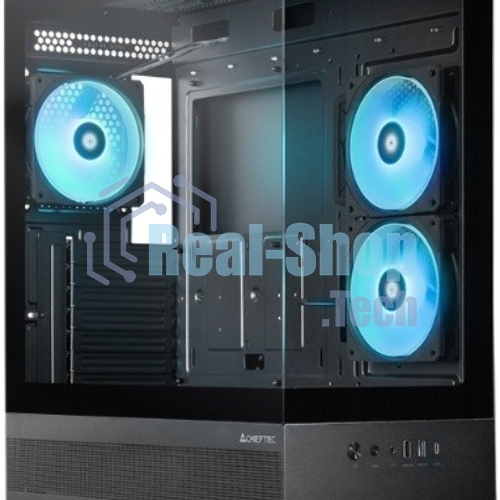 Компьютерный корпус Chieftec Vista черный без БП ATX 3x120мм 1xUSB2.0 1xUSB3.0 1xUSB3.1 audio bott PSU
