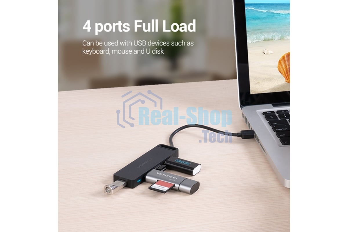 USB-концентратор Vention CHLBF, USB 3.0, USB 4 порта, USB