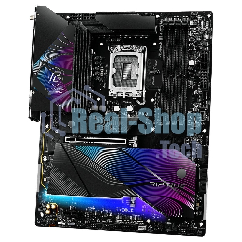 Материнская плата ASRock Z890 Riptide WiFi, LGA 1851, Intel Z890, 4xDDR5, 4xSATA, 5xM.2, 1xPCIe 5.0 x16, 1xPCIe 4.0 x16, 1xPCIe x1, 2xUSB-C Thunderbolt 4, 4xUSB-A 3.2 Gen 1, 1xUSB-A 3.2 Gen 2, 1xHDMI, 1x2.5Gb LAN, 4x3.5 мм, 7.1, ATX