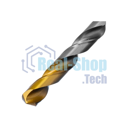 Сверло спиральное по металлу Denzel 12 x 205 мм, Р6М5, Golden Tip, удлиненное