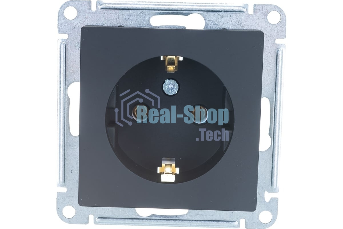 Механизм розетки 1-м СП AtlasDesign с заземл. 16А карбон SchE ATN001043