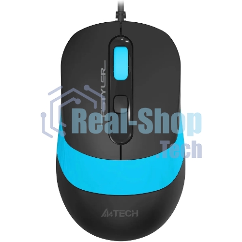 Мышь проводная A4Tech Fstyler FM10S черный/голубой, 1600 dpi, USB, кнопки - 4