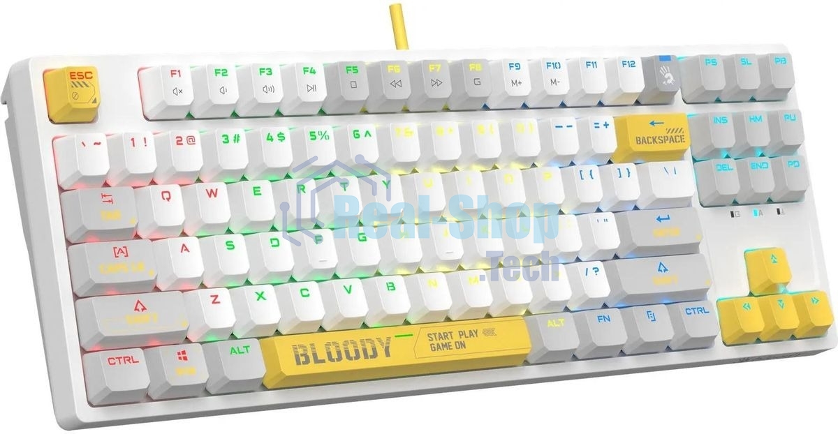Клавиатура проводная A4Tech Bloody S87 Energy (S87 USB ENERGY WHITE) USB белый/желтый