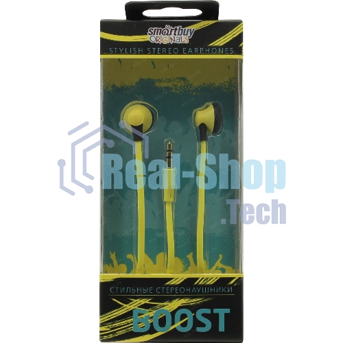 Внутриканальные наушники Smartbuy Boost, soft-touch, желтые