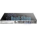 Коммутатор D-Link DGS-3130-30PS/B2A Управляемый L3 стекируемый коммутатор с 24 портами 10/100/1000Base-T, 2 портами 10Gbase-T и 4 портами 10Gbase-X SFP+ (24 порта PoE 802.3af/at, PoE-бюджет 370 Вт; 740 Вт с DPS-700)