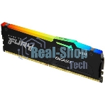 Оперативная память Kingston Fury Beast RGB, DDR5, 32GB (1x32GB), 5600 MHz, CL40, с радиатором, RGB, чёрный
