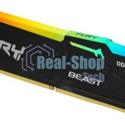 Оперативная память Kingston Fury Beast RGB, DDR5, 32GB (1x32GB), 5600 MHz, CL40, с радиатором, RGB, чёрный