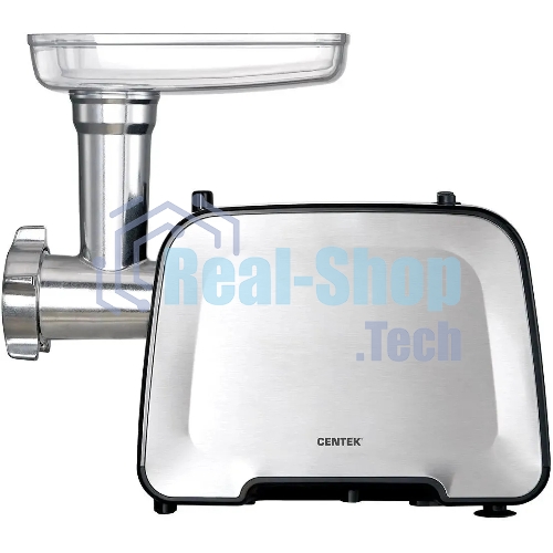 Мясорубка электрическая Centek CT-1604 Комбайн серый, 2200 Вт, 2.2 кг/мин, реверс, защита от перегрузки, насадки - 7