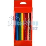 Карандаши цветные Deli EC00300 ColoRun, трехгранный профиль, тополь, 12 цветов, коробка с европодвесом