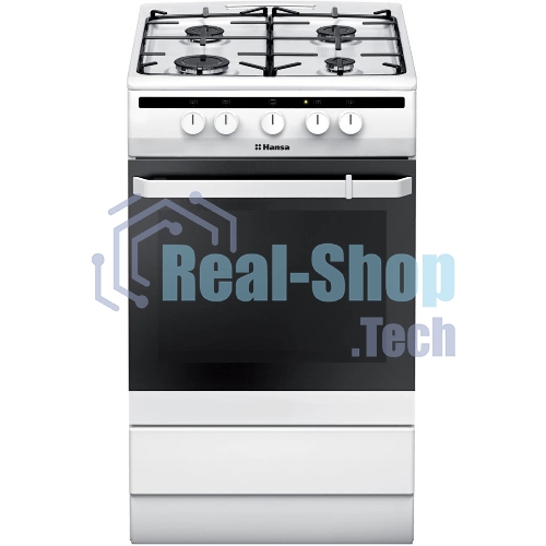 Плита газовая Hansa FCGW51001 белый, конфорок 4 шт, духовка 56 л, 50 см x 85 см x 60 см