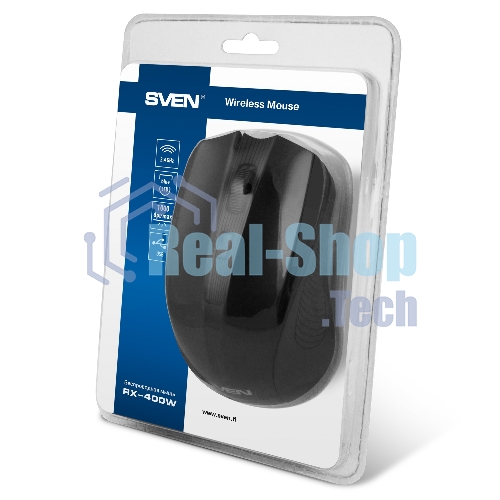 Мышь беспроводная SVEN RX-400W черный, 1400 dpi, радиоканал, USB, кнопки - 4