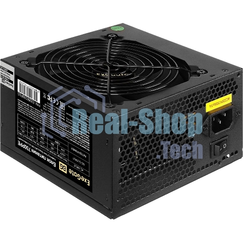 Блок питания ExeGate 750PPE, 750W, (ATX, APFC, PC, КПД 80% (80 PLUS), 12cm fan, 24pin, 2x(4+4)pin, 4xPCI-E, 6xSATA, 3xIDE, черный, кабель 220V в комплекте 1,8м)