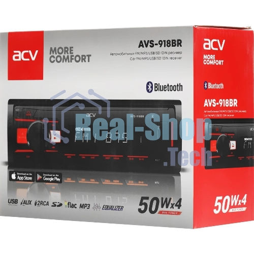 Автомагнитола ACV AVS-918BR, 1 DIN, Bluetooth, USB Type-A, AUX