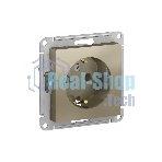 Механизм розетки 1-м СП AtlasDesign с заземл. 16А шампань SchE ATN000543