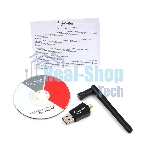 Сетевой адаптер Wi-Fi+Bluetooth Gembird WNP-UA-019, двухдиапазонный с антенной, 600Мбит, USB, 802.11b/a/g/n/a
