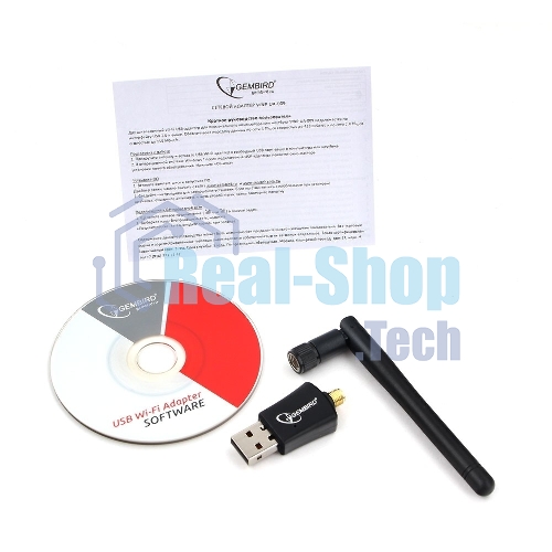 Сетевой адаптер Wi-Fi+Bluetooth Gembird WNP-UA-019, двухдиапазонный с антенной, 600Мбит, USB, 802.11b/a/g/n/a