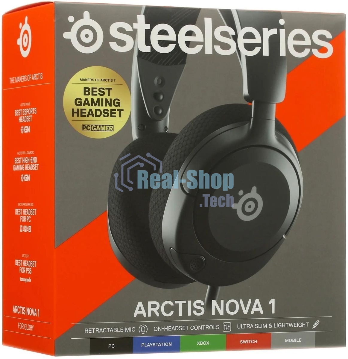 Гарнитура SteelSeries Arctis Nova 1 чёрный, проводная, 3.5 мм, совместимость с PS5, Xbox