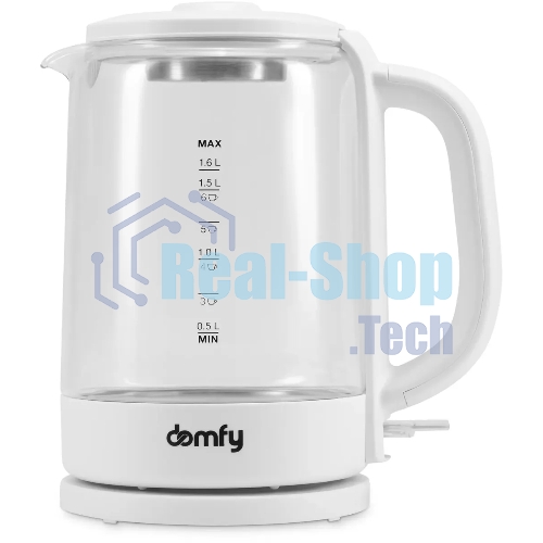 Чайник электрический Domfy DSW-EK304 1.7л. 2200Вт белый (корпус: стекло)