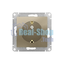 Механизм розетки 1-м СП AtlasDesign с заземл. 16А шампань SchE ATN000543