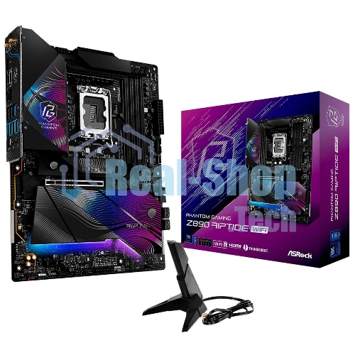 Материнская плата ASRock Z890 Riptide WiFi, LGA 1851, Intel Z890, 4xDDR5, 4xSATA, 5xM.2, 1xPCIe 5.0 x16, 1xPCIe 4.0 x16, 1xPCIe x1, 2xUSB-C Thunderbolt 4, 4xUSB-A 3.2 Gen 1, 1xUSB-A 3.2 Gen 2, 1xHDMI, 1x2.5Gb LAN, 4x3.5 мм, 7.1, ATX