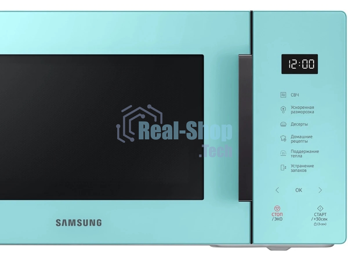 Микроволновая печь Samsung MG23T5018AN/BW голубой, 23 л, 800 Вт, переключатели - сенсор