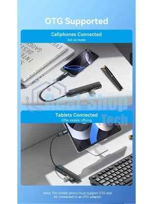 Концентратор Vention CHSBB, USB, USB Type-C/USB, USB