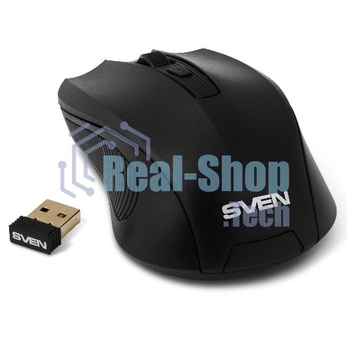 Мышь беспроводная SVEN RX-400W черный, 1400 dpi, радиоканал, USB, кнопки - 4